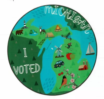 Michigan "I voted" Sticker Design by Abigail W.