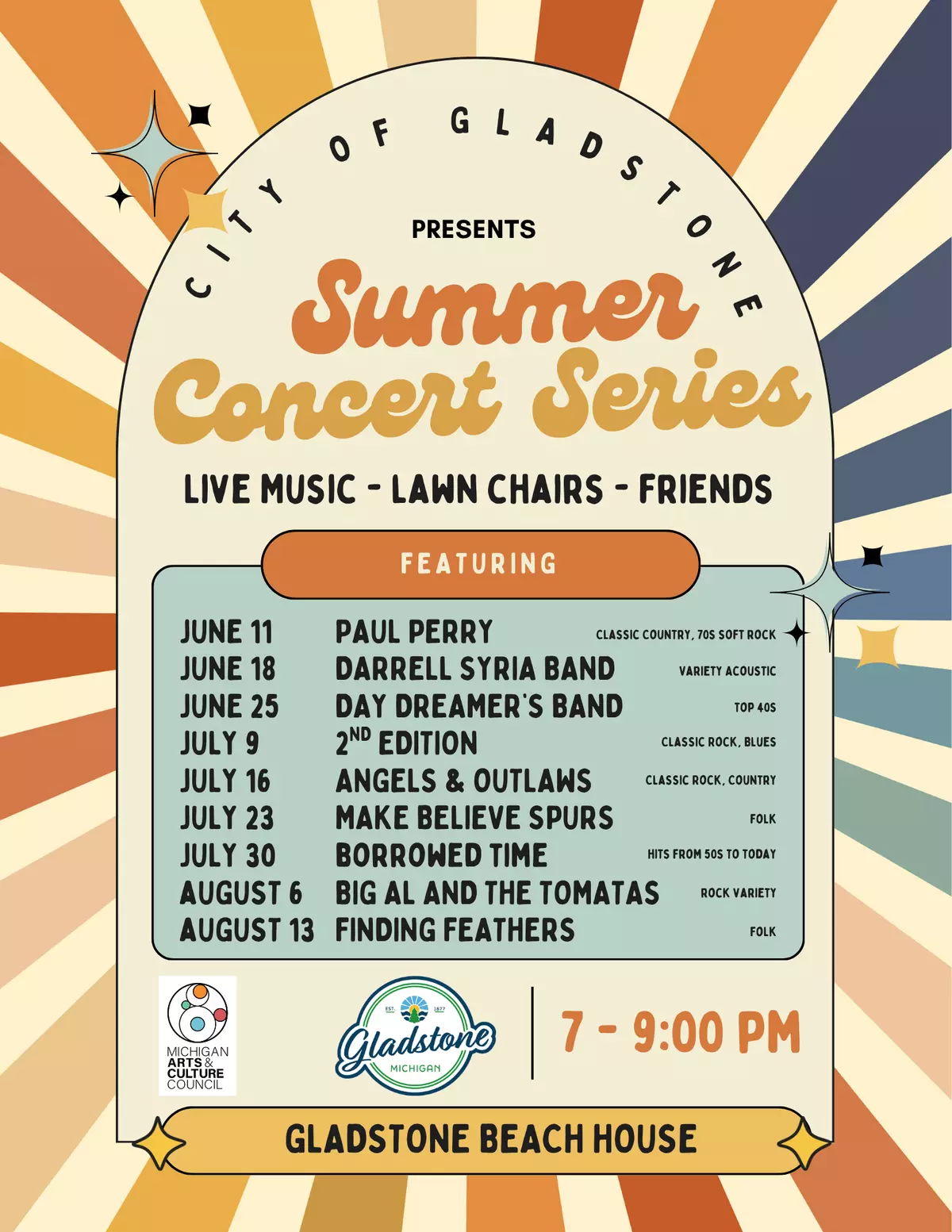 Summer Concert Series Flyer an Music Line-Up