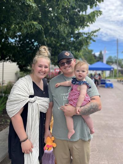 A family enjoys the market