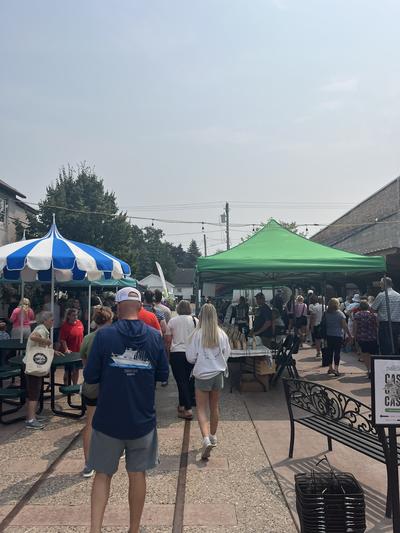 Visitors experience the market